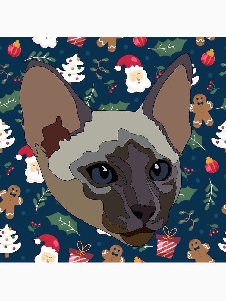 Christmas pattern Siamese cat by LeahcarsArt