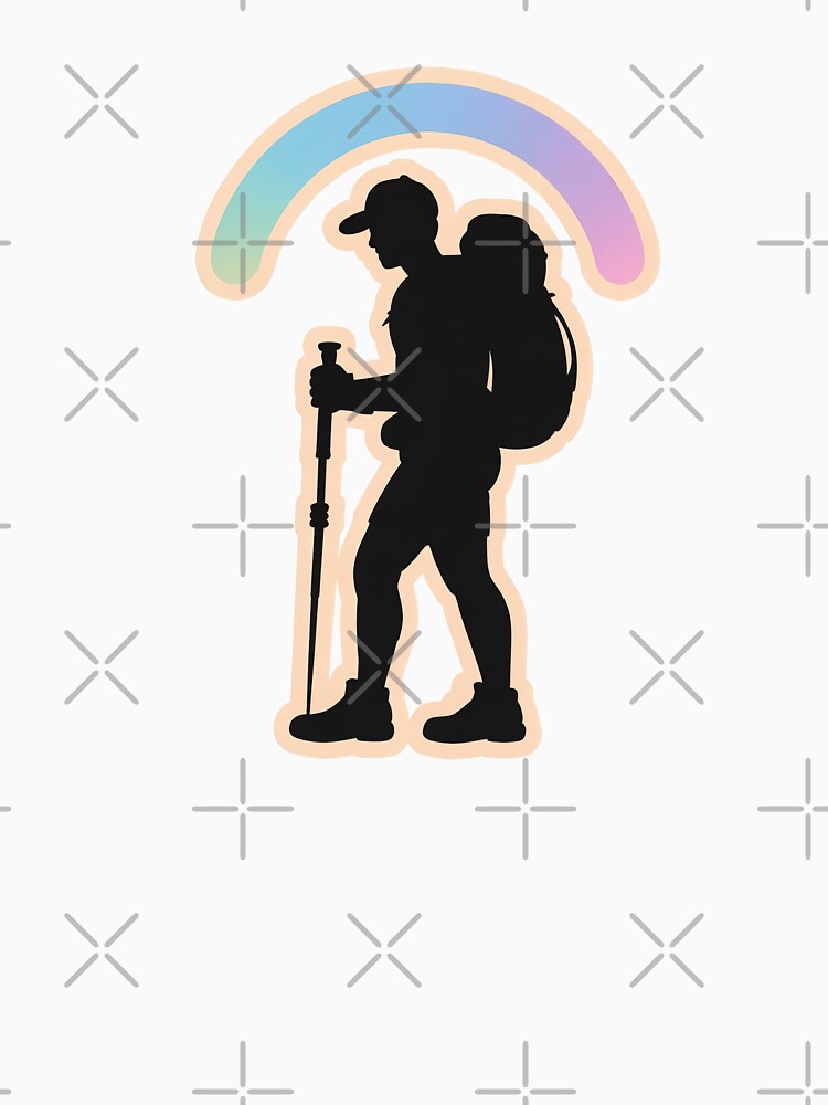 Hiker Silhouette Minimal Hiking Sticker by TrendMorphic