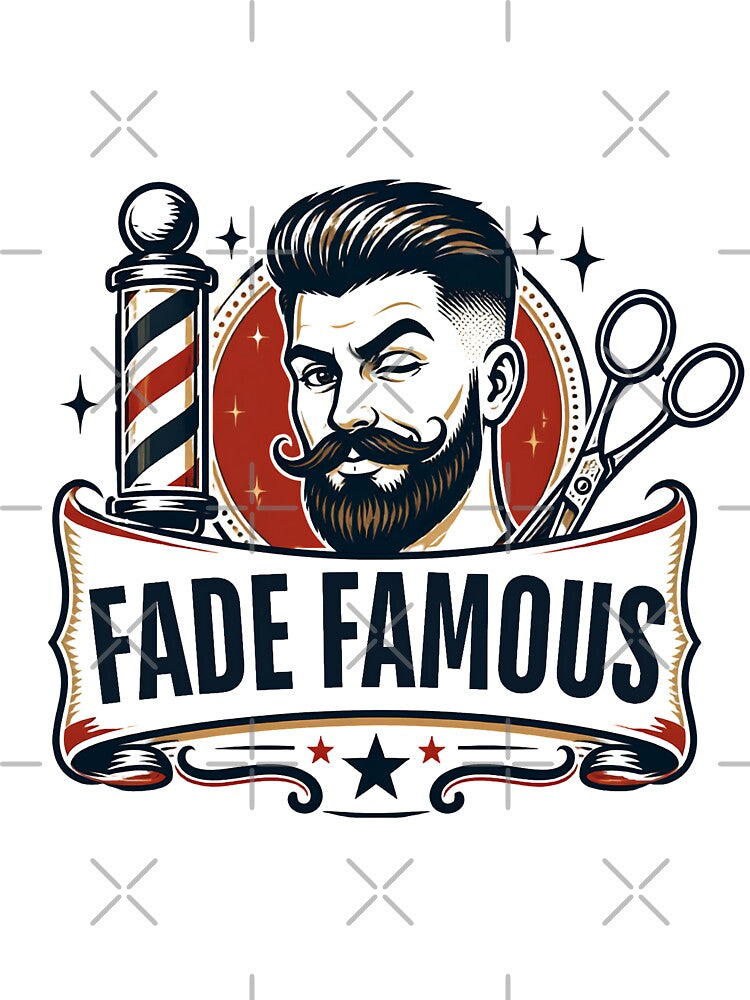 Vintage Fade Famous Bearded Man Barber Badge Design by Barber MD Culture