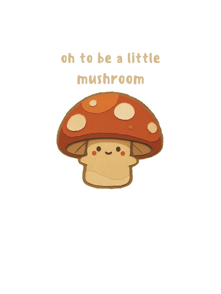 Oh To Be A Little Mushroom - Cute Papercut Cottagecore Fungi by theukiyocafe