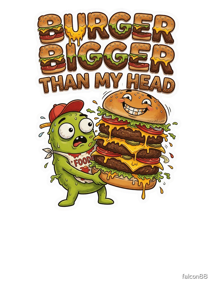 Burger Bigger Than My Head Funny Food Sticker by Imaginarium of Chaos falcon88