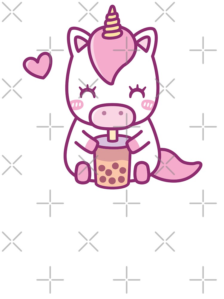 Cute Little Unicorn Loves Drinking Boba Tea by rustydoodle