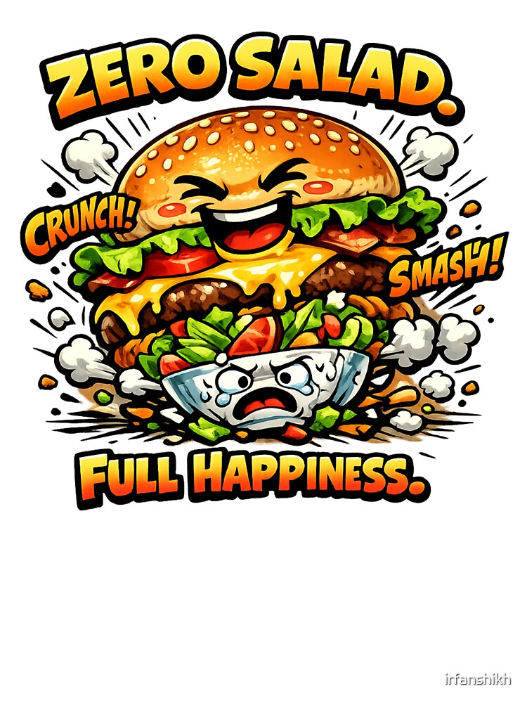 Zero Salad Full Happiness: Comedy Burger Over Healthy Salad by irfanshikh