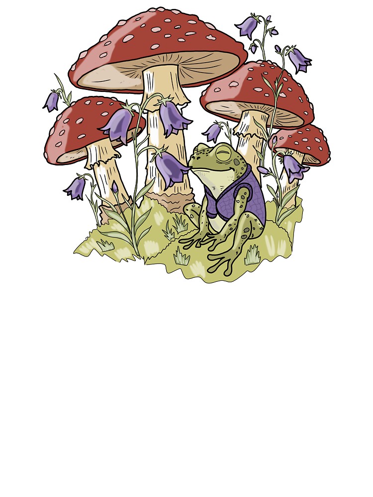 Frog in Vest with Amanita Mushrooms and Bluebells by LeshanArt