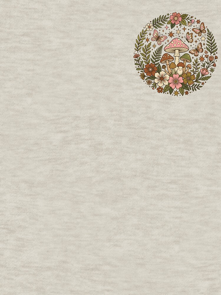 Whimsical Mushroom Garden T-Shirt | Cottagecore Floral Forest Design by Figurimania