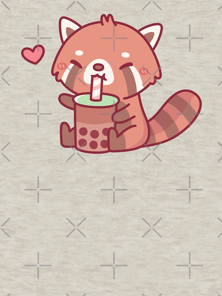 Cute Red Panda Loves Drinking Bubble Tea by rustydoodle