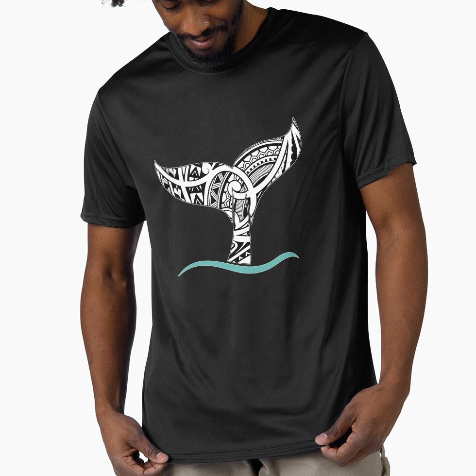 Whale Tail: Polynesian Black and White Tatau Inspired pattern by aokshirts