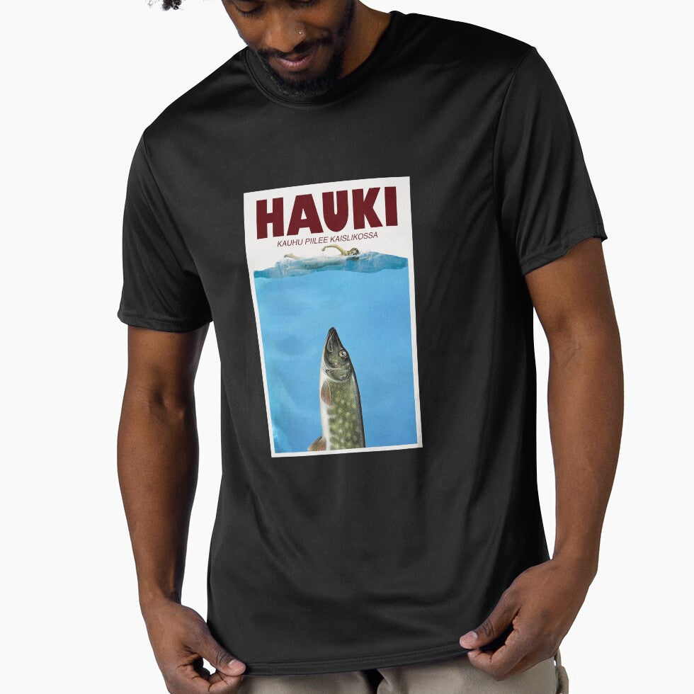 Hauki horror movie Jaws parody Finland poster by Emjaygraphics