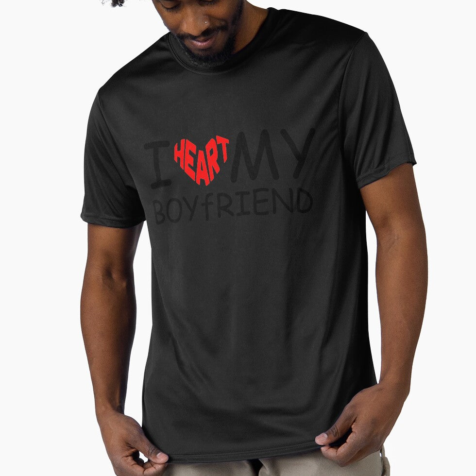 I Heart My Boyfriend Unisex Heavy Cotton Tee, Cute Gift for Him, Valentine's Day Shirt, Everyday Casual Wear, Love T-Shirt by wydstell