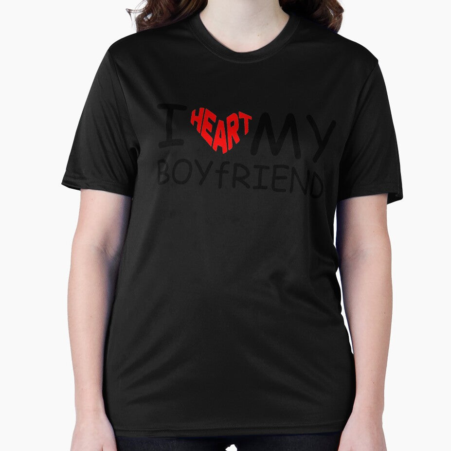 I Heart My Boyfriend Unisex Heavy Cotton Tee, Cute Gift for Him, Valentine's Day Shirt, Everyday Casual Wear, Love T-Shirt by wydstell