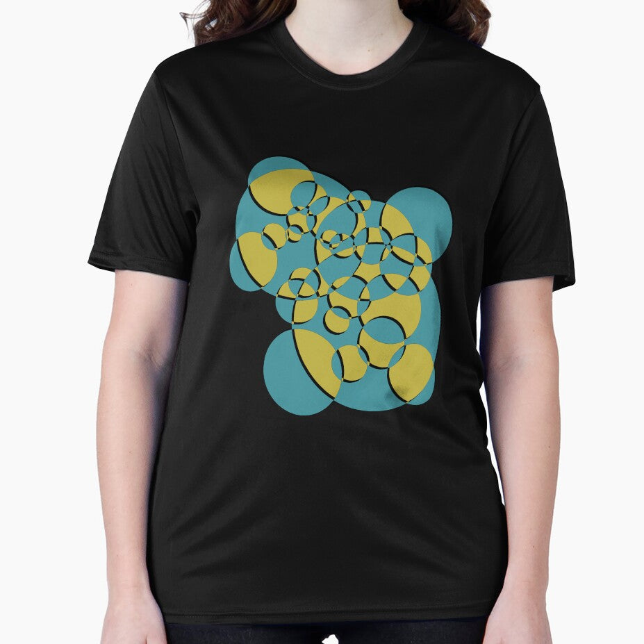 Overlapping Circles - Blue and Yellow - Shadow and Outline by Miranda Benson