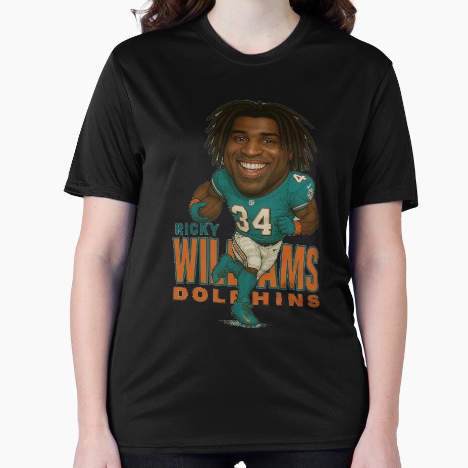 Ricky Williams #34 Miami Dolphins Caricature Art – Retro Football Illustration by TheArtOfCar