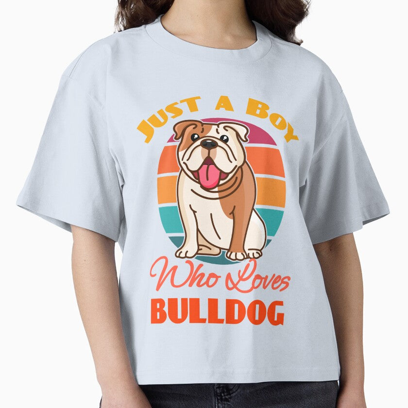 Jusy A Boy Who Loves Bulldog Dog Lover Cute Sunser Retro Funny by Meteor77