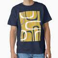 Midcentury Modern Loops Retro Pattern in Mustard Yellow Navy Blue Gray White by kierkegaard