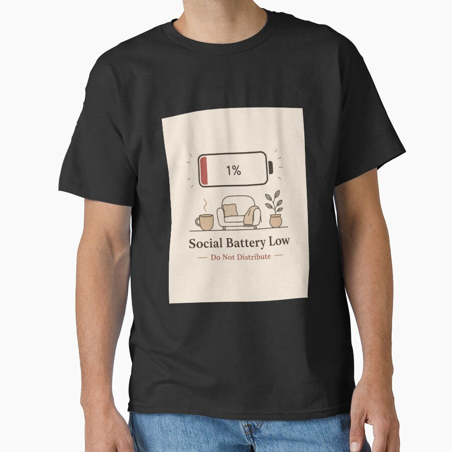 Social Battery Low PNG | Proud Introvert Wall Art | Minimal Line Art | Funny Introvert Shirt Design | Digital Download by LuxeBuzz