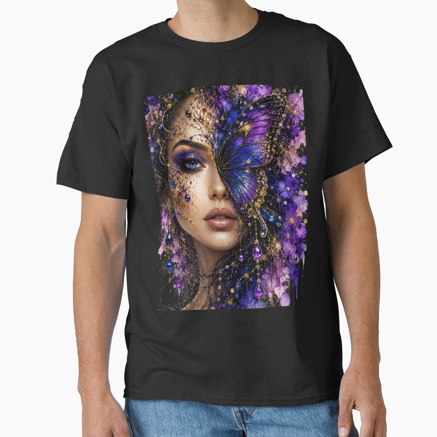Mystical Butterfly Woman Art | Purple Fantasy Portrait | Boho Goddess Aesthetic Design by Ashes to Artistry
