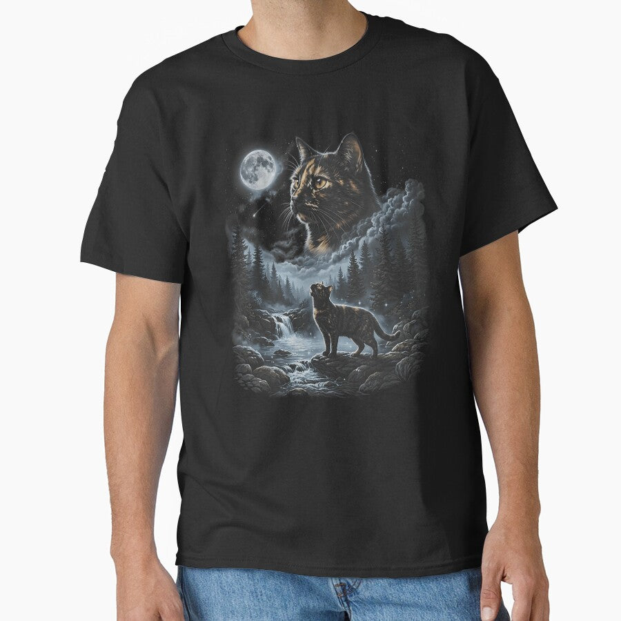 Tortoiseshell Cat Howling to the Moon Vintage Retro by OMITTEROMINOUS