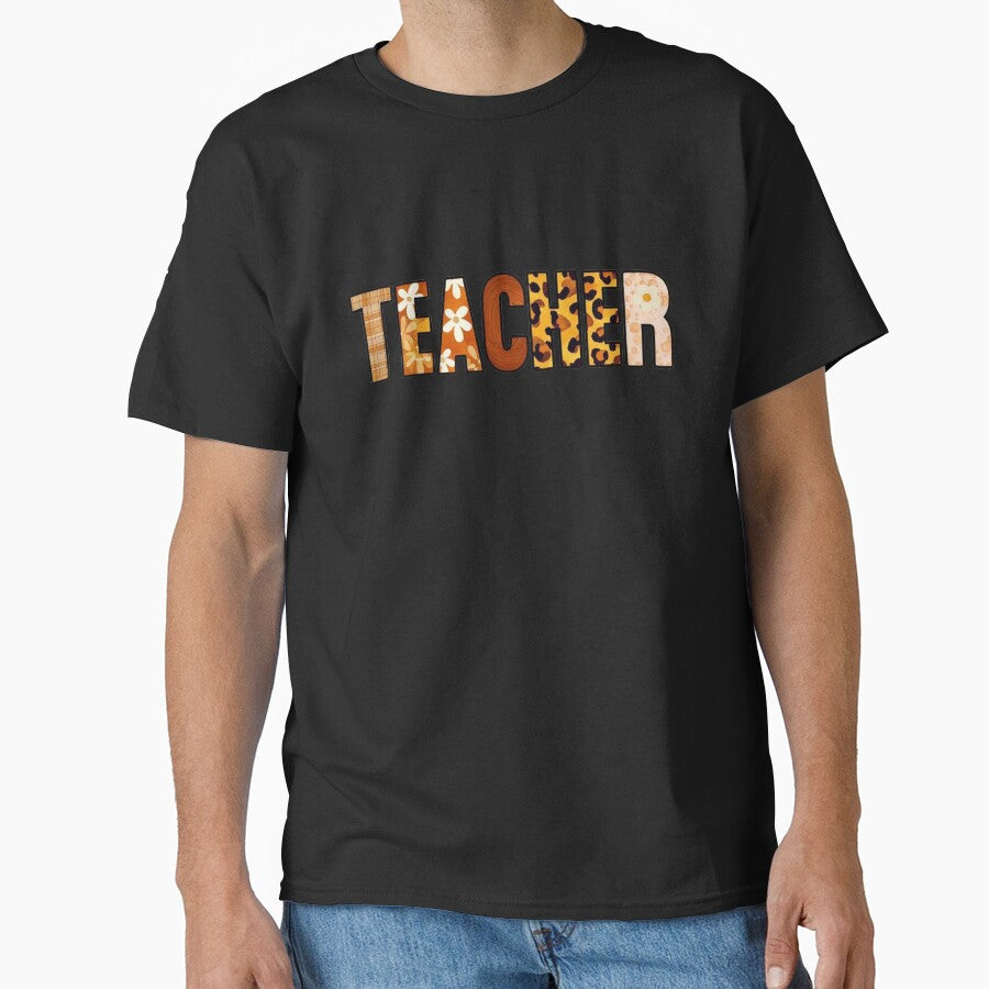 Retro Teacher Design | Boho Pattern Letter Art for Educators by WHDProduction45