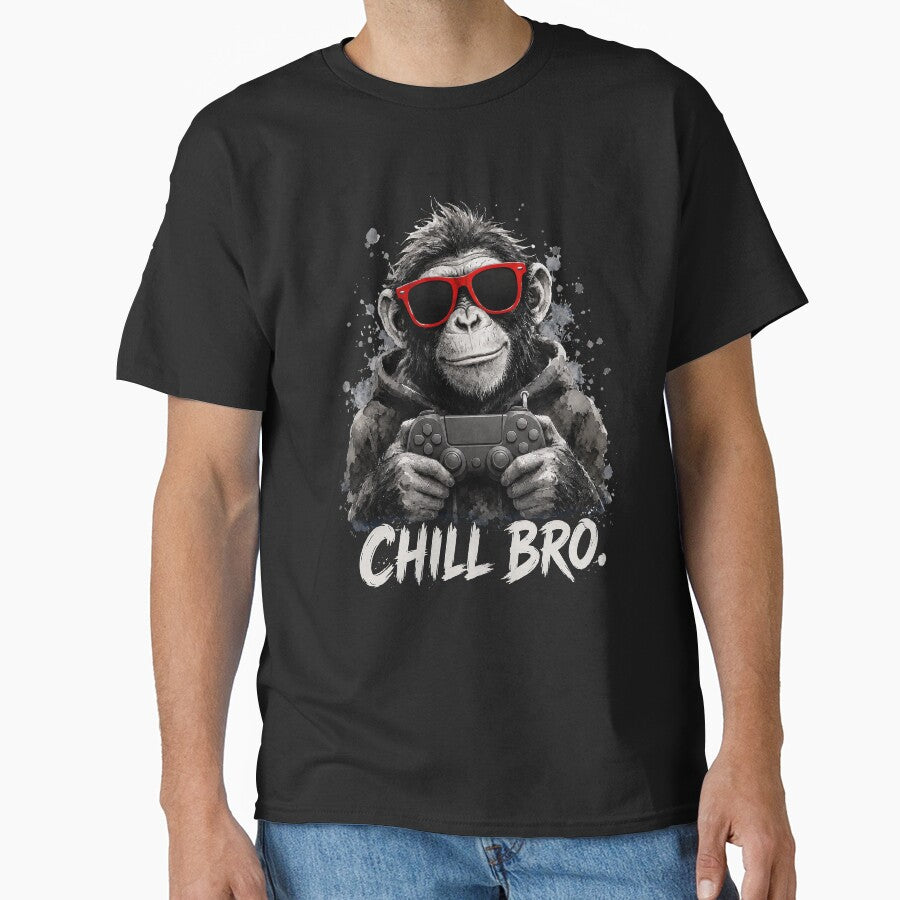 Chill Bro Gamer Ape Sunglasses Design by lvlupthreads