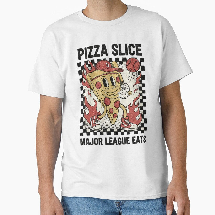 Pizza Slice Major League Eats - Vintage Cartoon Baseball Mascot by MAGICVISION-LAB