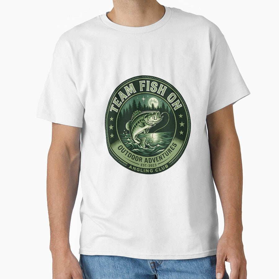 Copy of Team Fish On - Minimalist Fishing Badge - Fisherman Gift - Angler Outline Art by Team Fish On!!!