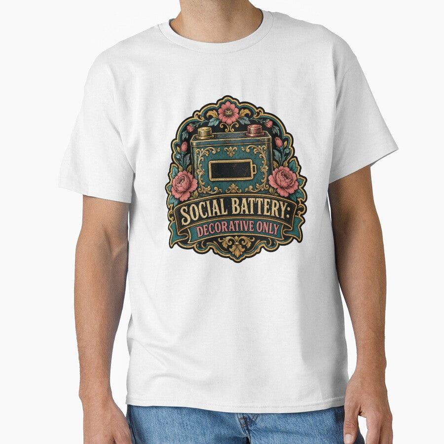 Social Battery Decorative Only Floral Vintage Design by Peak Pop Studio.