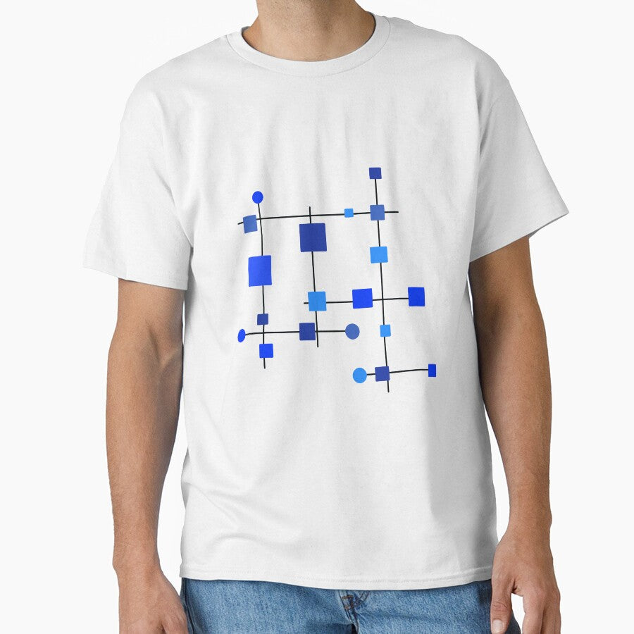 Mid-Century Modern Lines with Blue Squares and Circles by lmers12