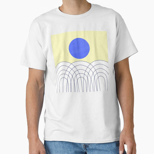 Abstract Illustration of a Blue Circle with Overlapping Lines on a Yellow Background by Beautiful art store