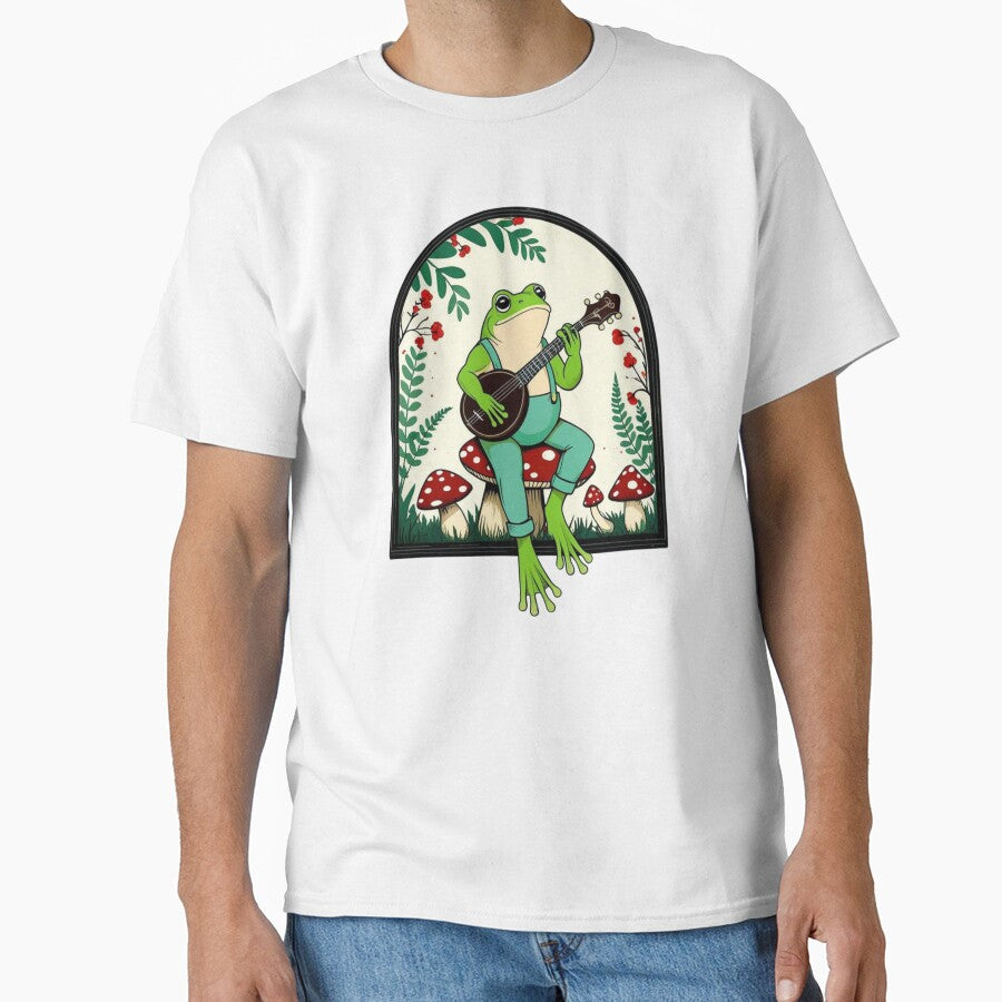 Cottagecore Frog with Banjo – Cute Nature Aesthetic by PrinToria-1