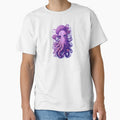 Magical Illustration Cute Purple Octopus Vibrant Colorful Psychedelic Pastel Flowers Big Sad Eyes With Mushroom head by SassyArtistry