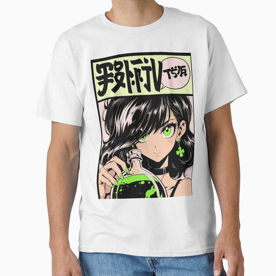Anime Girl with Green Toxic Potion - Retro 90s Manga Aesthetic by ShadowsInk