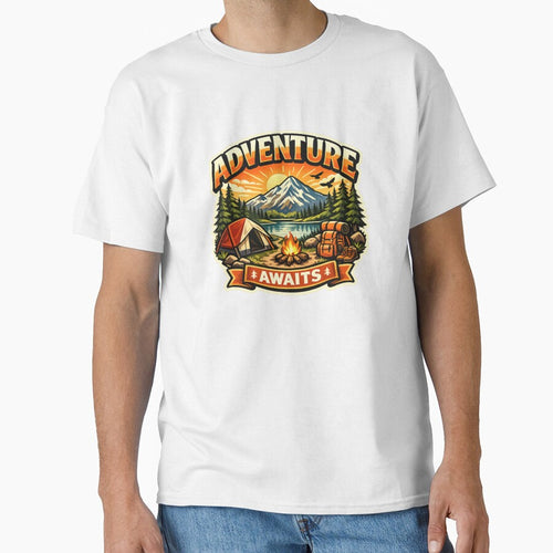 Adventure Awaits – Camping, Mountains & Outdoor Retro Illustration by alex-oliveira