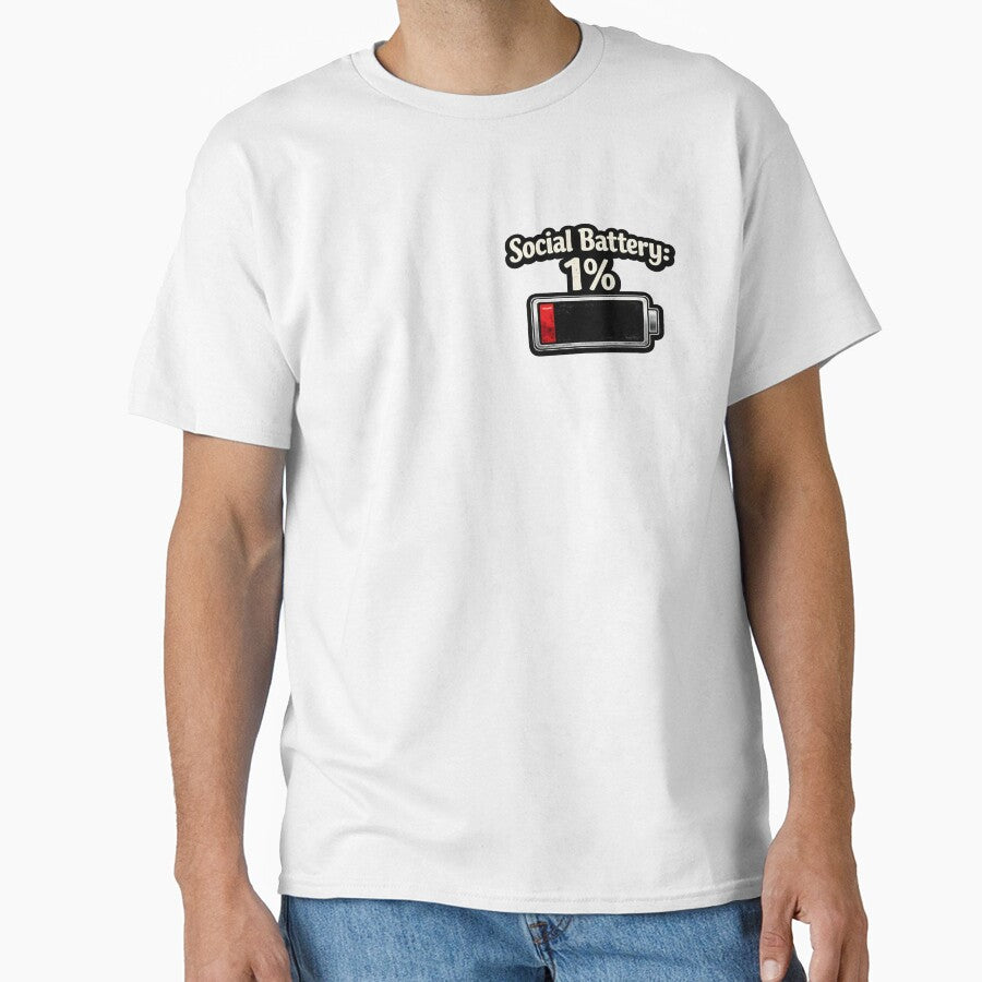 Social Battery 1% – Introvert Energy Low Funny Design by blankTeeShirt