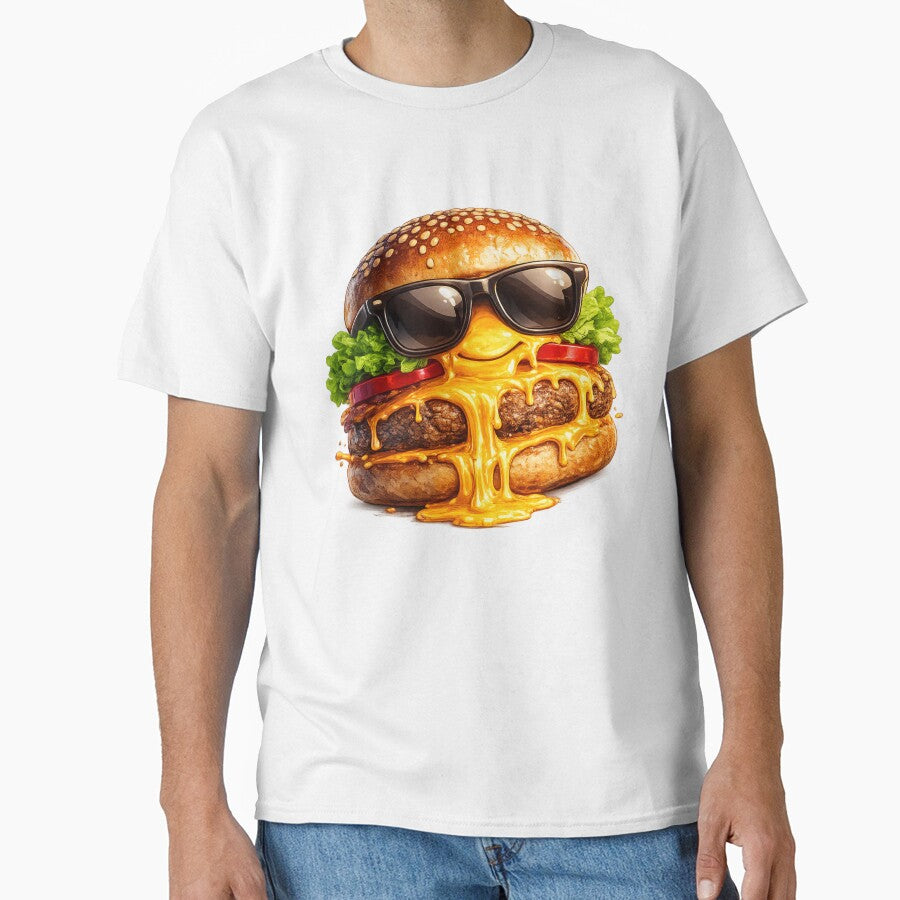 Cool Sunglasses Burger: Funny Character Cheeseburger Humor Art by irfanshikh