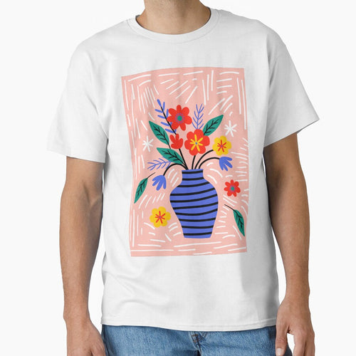 Abstract Colorful Flowers in Striped Vase Boho Floral by FaizArtShop