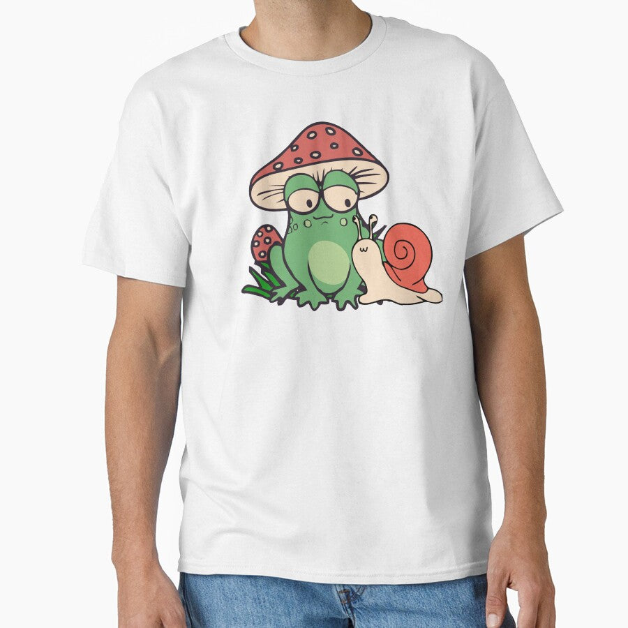 Cottagecore Aesthetic Frog Snail Cute Mushroom Hat Toad Illustration by alenaz