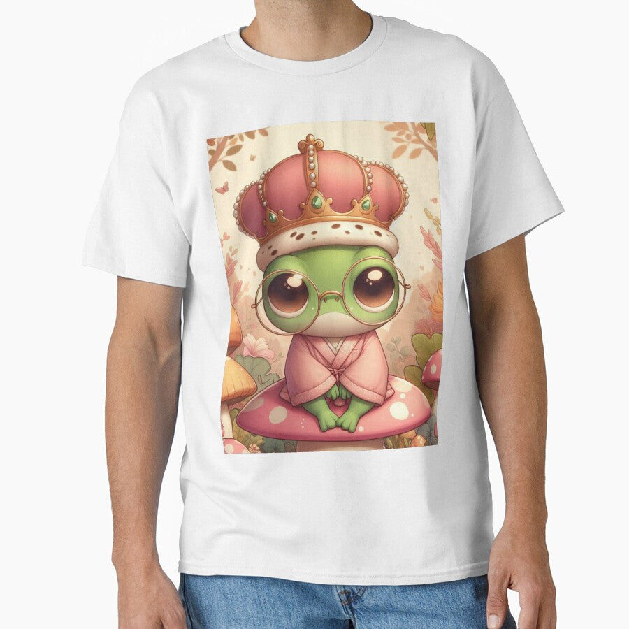 Royal Frog on a Mushroom, Cute Cottagecore Frog Prince Art by Trueways