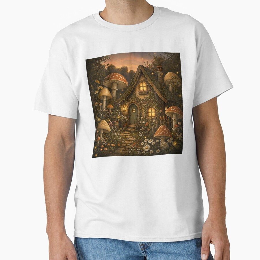 Cottagecore Mushroom Cottage Whimsical Fantasy Art | Nature Lover Fairytale Gift by irfanshikh