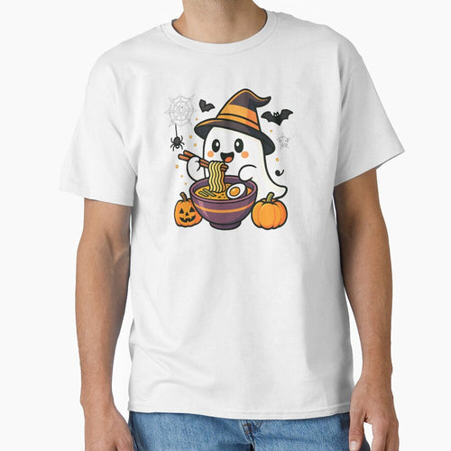 Adorable Ghost Eating Ramen Japanese Kawaii Noodles by cawtoon
