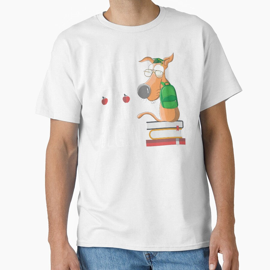 Let the Learning Begin Funny Student Dog Back to School First Day of School ( white text) by dass-art