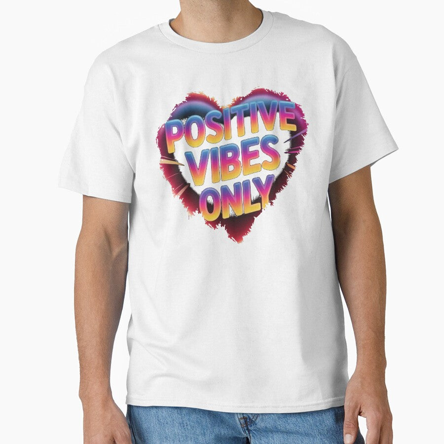 Positive Vibes Only – Colorful Heart Typography Illustration by positive vibes