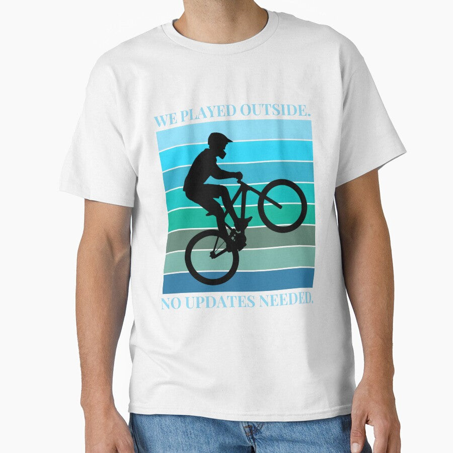 Retro Sunset Bicycle Silhouette: "We Played Outside" Nostalgic Design by VibranPalette