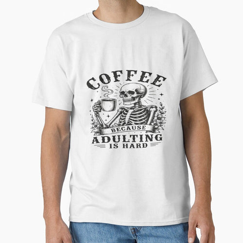 Adulting Is Hard But Coffee Helps Sarcastic Quote by PixelDown