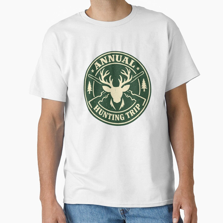 Annual Hunting Trip Vintage Badge – Deer & Rifle Outdoor Crest Design by EastEndTownie