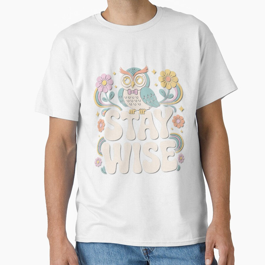 Retro Owl Stay Wise Groovy Flower Design by Norman Shaw