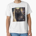 Mystical Black Cat Gothic Gold Ornament Fantasy Forest Art by brkydesign