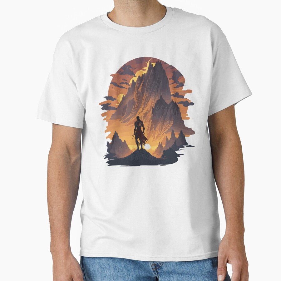 Warrior in the mountains,T-Shirt, crew neck, generous fit by AstorDWorkshop