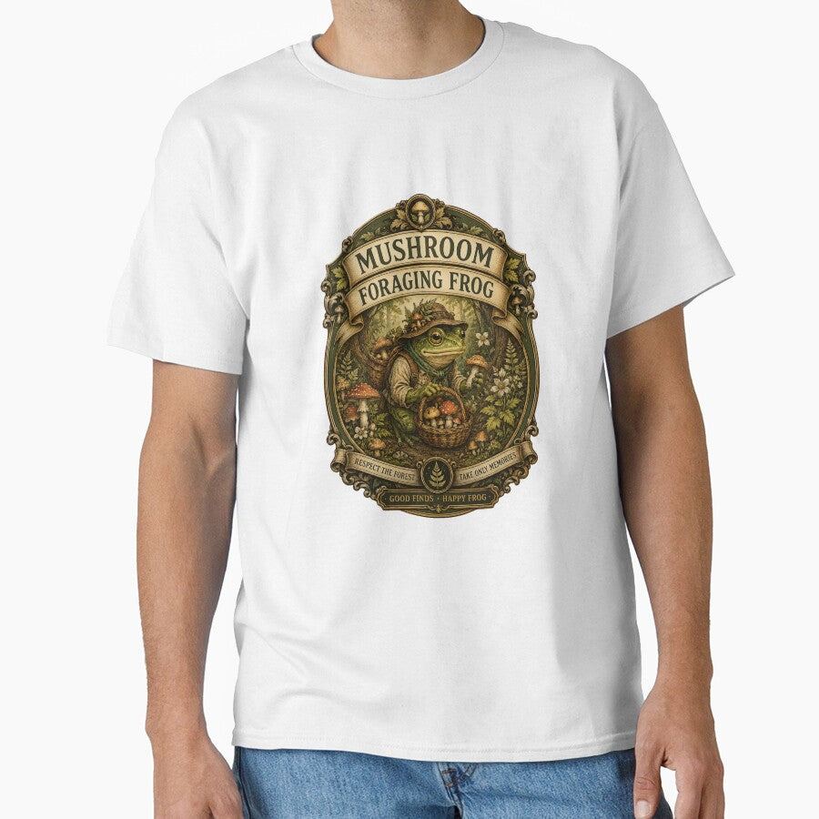Mushroom Foraging Frog Vintage Woodland Cottagecore Frog Sticker by MrDev