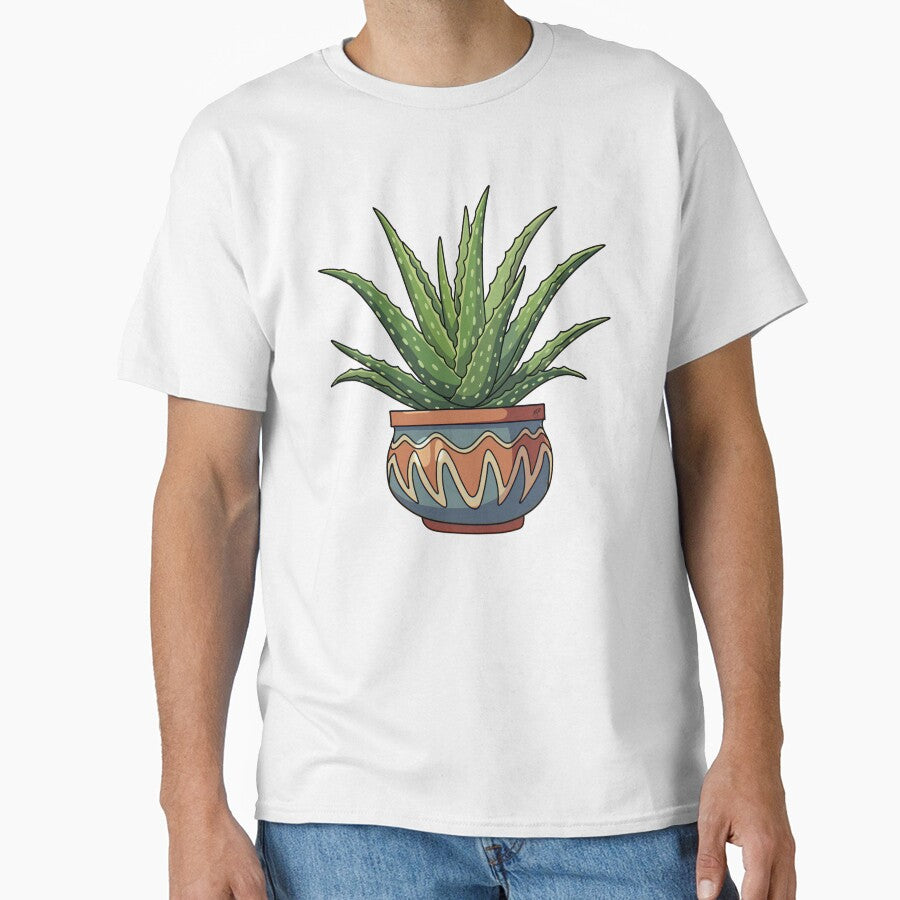 The Aloe Vera Succulent - Boho Geometric Pot Illustration by TheRogueStudio