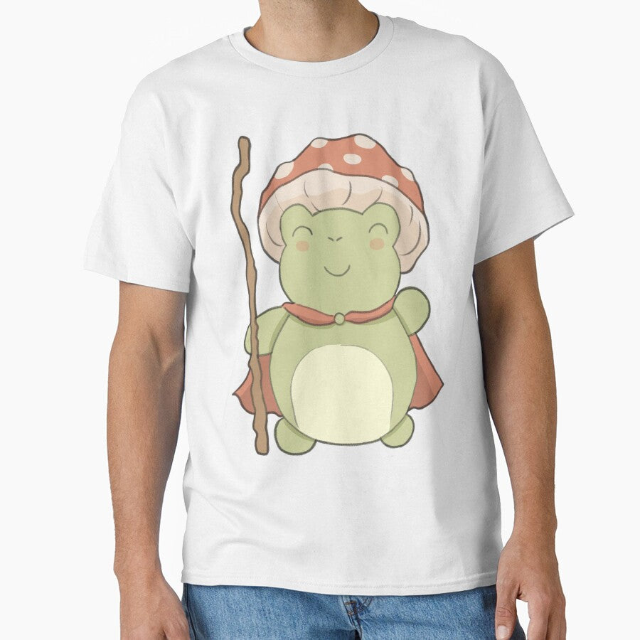 Cute cottagecore frog illustration with mushroom hat by NeurodiverseTea